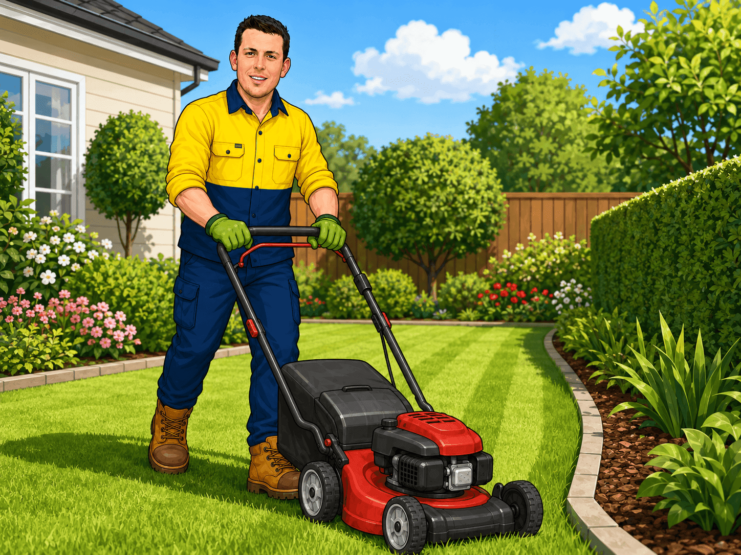 Garden maintenance — regular lawn mowing and upkeep