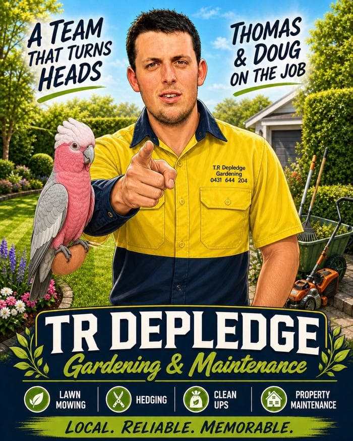 Thomas Depledge with garden tools